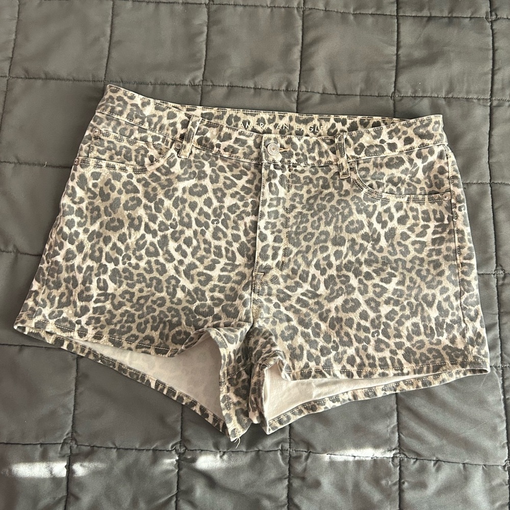 American Eagle Outfitters Leopard Print Jean Shorts